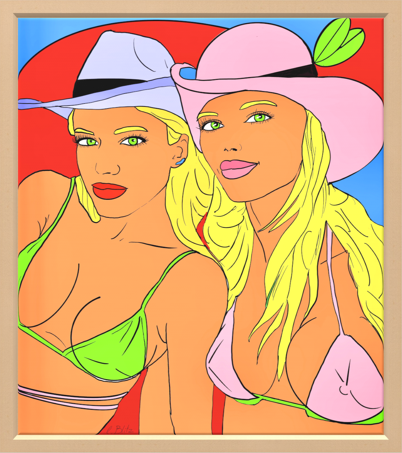 deux femmes blondes dessinées