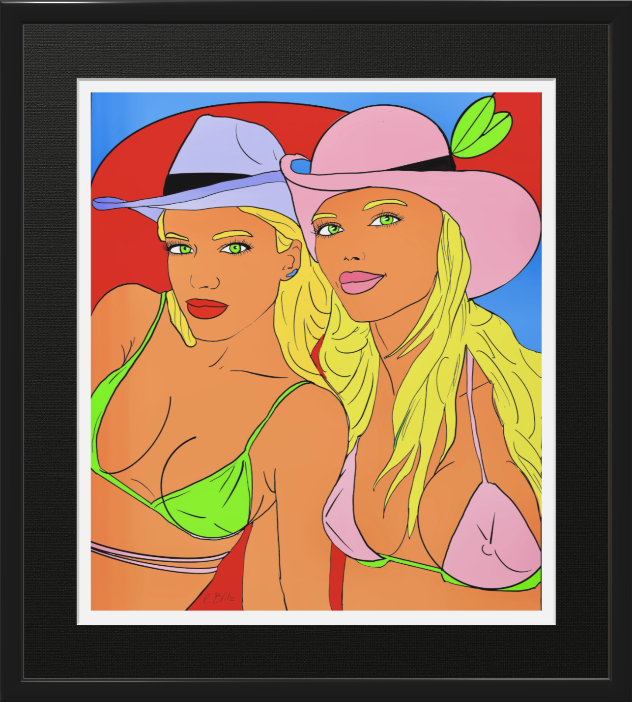 deux femmes blondes dessinées